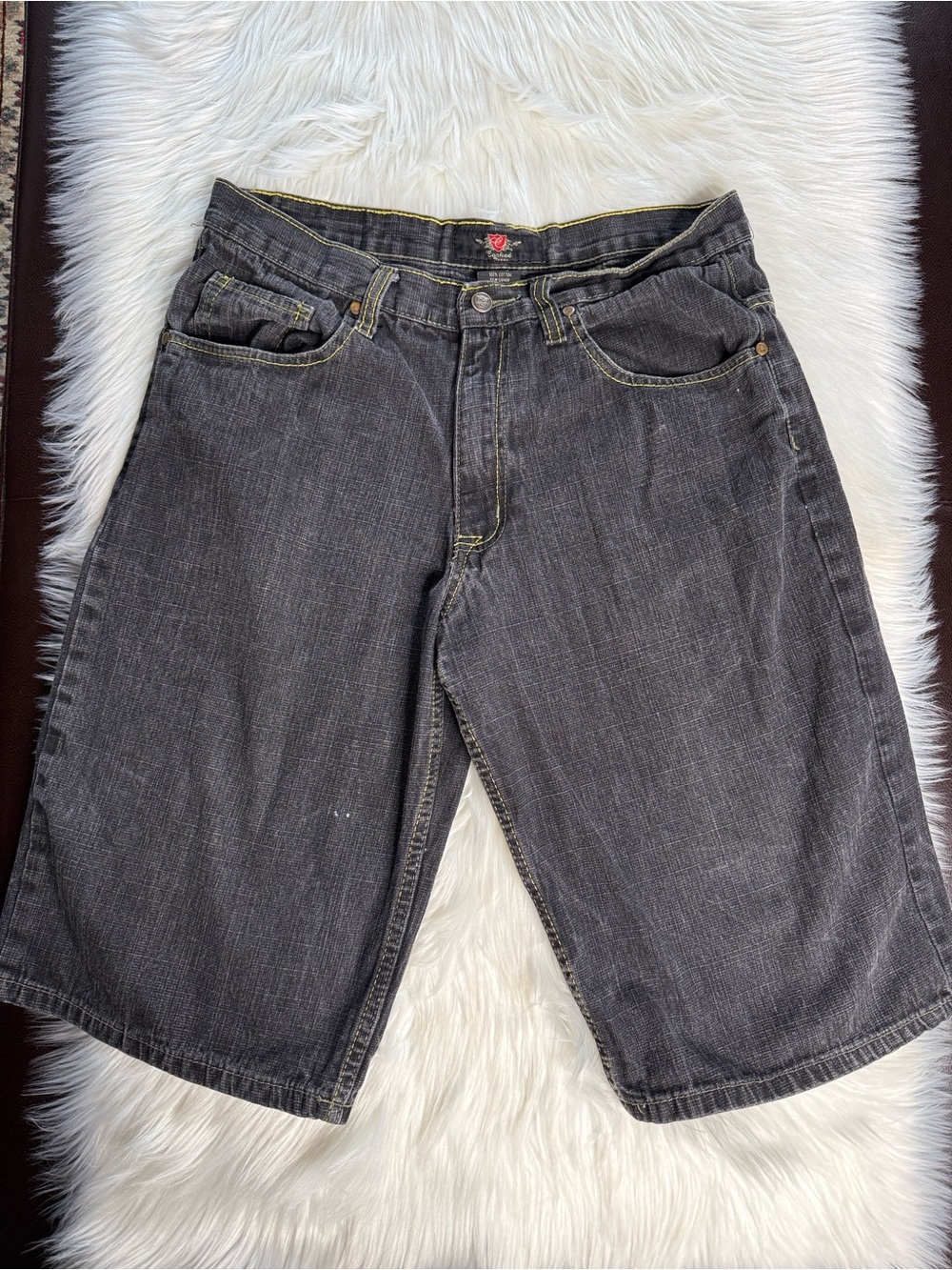 Corked Jeans Washed Black Denim Y2K Skater Shorts